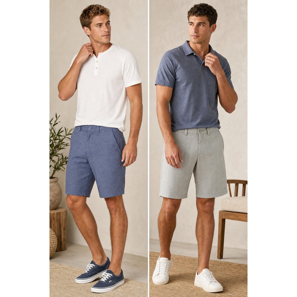 O'Neill Chino Shorts Men's 30 Lot Of 2 Blue Gray Plaid Stretch Surf Skate